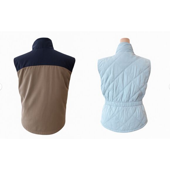 Vintage Y2K Nike Reversible Quilted Vest Light Blue Brown Black Medium Rare - Picture 3 of 15